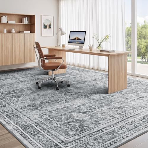5x7 Area Rug for Living Room Bedroom, Non-Slip Washable Grey Carpet - Image 6