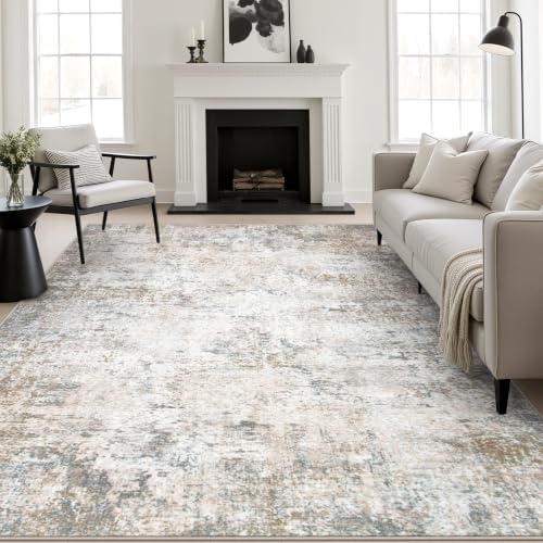 6x9 Area Rug Living Room Rug: Washable Modern Abstract Soft Thin Rug Indoor Floor No Slip Stain Resistant Carpet for Bedroom Dining Room Farmhouse Nursery Home Office - Brown Grey by FXRHLP