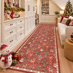 Madane Christmas Hallway Runner Rugs 3x10, Red Kitchen Runners Non Slip by Madane
