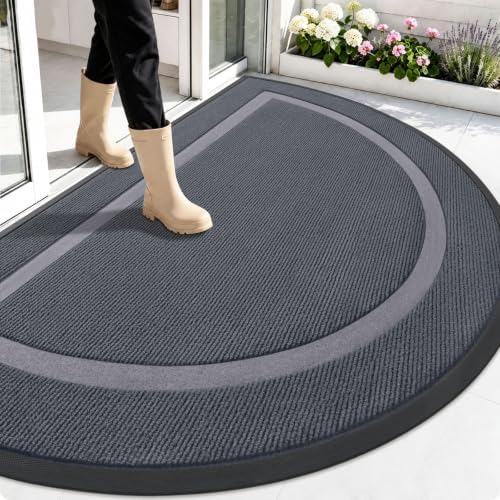 OLANLY Half Circle Front Door Mat Outside 59x34 All-Season Rubber Doormat by OLANLY