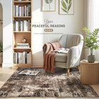 Entryway Rug 3x4 Brown Bedroom Area Rug Washable Non Slip Abstract Boho Rugs for Indoor Entry, Kitchen, Classroom, Bathroom, Kids Girls Room, Office, College Dorm Small Carpet - Image 2
