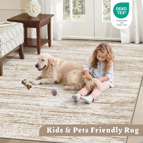 Area Rug 5x7 Living Room Rugs: Washable Modern Rug Non-Slip Soft Rugs Stain Resistant Printed Rug Indoor Carpet for Bedroom Kitchen Dining Room Nursery Home(Brown, 5'x7') - Image 5