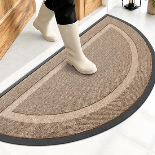 OLANLY Half Circle Front Door Mat Outside 47x23 All-Season Rubber Doormat by OLANLY