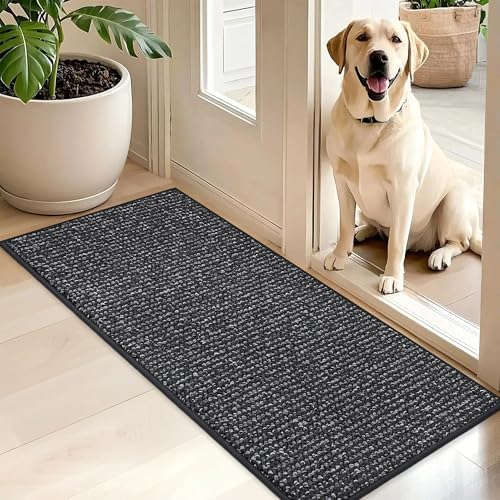 BEQHAUSE Dirt Trapper Door Mat 20"x48", Non-Slip Washable Doormat, Charcoal by BEQHAUSE