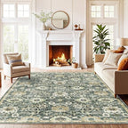 Amada 5x7 Washable Area Rug for Living Room, Green/Brown, Vintage Pattern by AMADAHOMEFURNISHING
