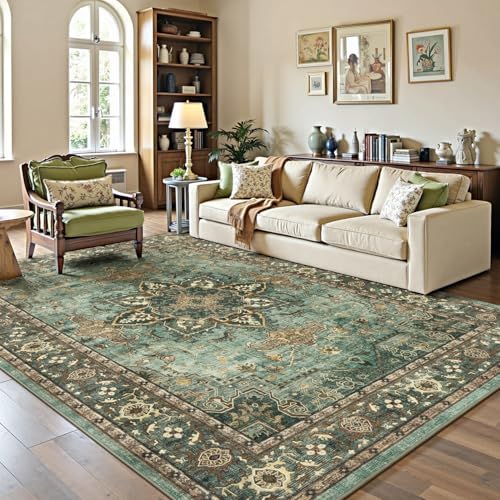 Lofus 5x7 Green Area Rugs for Bedroom Living Room, Vintage Boho Carpet - Image 2