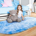 Noahas Oval Fluffy Blue Rainbow Rug 2.6X5.3 Small Kids Rugs for Bedroom Girls And Boys Aesthetic,Bedside Bedroom Rug,Ultra Soft Runner Carpet Modern Shaggy Nursery Area Rugs Home D飯r - Image 2