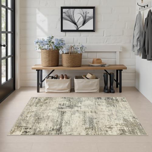 Area Rug Living Room: 3x5 Modern Washable Soft Carpet Ash Brown - Image 3