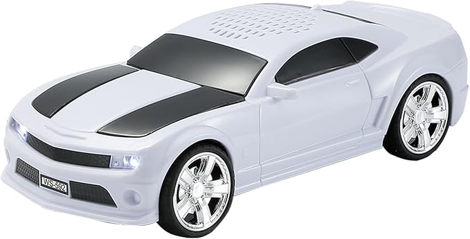 WSTER Classic Sports Car Model Bluetooth Speaker, Portable Wireless Outdoor Speaker with HD Sound, TWS Pairing, Truck Bluetooth Speaker, Parties & Home Audio (White)