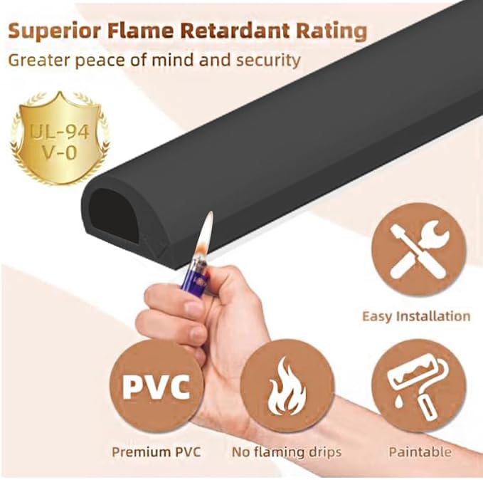 RPXRPXSide Open One Cord Cable Raceway Wire Cover for Cords, Our Cable Track is Best Suited for one Wire (Diameter <0.27"),Wire Raceway Management Cable Concealer Channel (Black, 39in)