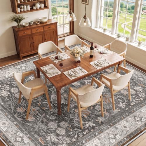 SameBed 9x12 Area Rug Living Room, Vintage Washable Carpet Warm Taupe - Image 2