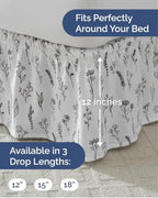 CGK Wrap Around Dust Ruffle Bed Skirt - Full Size, 12" Inch, Plants - Image 4