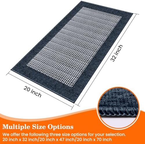 StepRite Kitchen Rugs, Kitchen Mats for Floor, 32"x20" Non-Slip Machine-Washable Kitchen Throw Rug, Navy Blue - Image 2