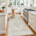 Madane Hallway Runner 3x8, Kitchen Rugs Washable Entry Rug, Beige/Brown by Madane