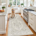 Madane Hallway Runner 3x8, Kitchen Rugs Washable Entry Rug, Beige/Brown by Madane