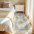 RELEANY Washable Area Rug, Runner 3'x6', Beige/Carbon Grey/Orange - Image 2