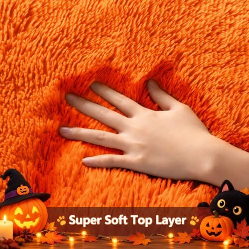 Ophanie Orange Fall Rugs for Bedroom Living Room,Fluffy Fuzzy Furry Carpet,Plush Soft Shaggy Bedside Indoor Floor 4x6 Area Rug for Kids Girls Boys Baby Teen Dorm Decor with Over 99 pcs Pile fibers - Image 2