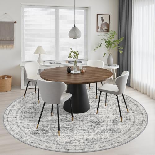 Round Area Rug Living Room: 4 ft Modern Washable Indoor Carpet - Image 5