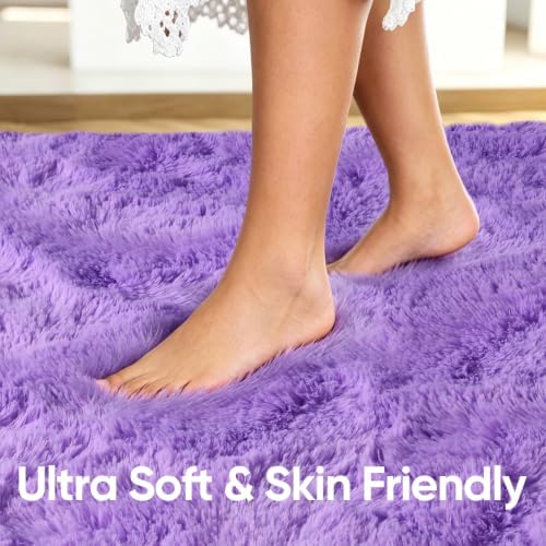 4'x5'3'' Purple Fluffy Soft Area Rug Non-Slip for Bedroom Living Room - Image 5