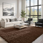 5x8 Fluffy Shag Area Rugs for Living Room Bedroom: Soft Plush Carpet Brown - Image 4