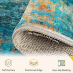 RELEANY Washable 6'x9' Abstract Area Rug for Living Room Teal Multi - Image 4