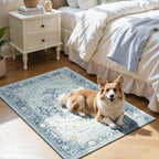 Lofus 2x3 Washable Rug for Entryway Bathroom, Light Blue Vintage Door Mats - Image 2