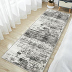 2'6''x8' Runner Rugs Washable Rug:Modern Abstract Hallway Black Grey Carpet - Image 3