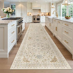 Madane Hallway Runner Rug 3x16 Washable Kitchen Runners Long, Beige/Blue - Image 3