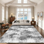 Washable Rug 10x14 Area Rugs for Living Room Bedroom Carpet, Grey Indoor Vintage Abstract Boho Large Rug Non Slip Faux Wool Rugs for Dorm, Dining Room Table, Nursery, Kids Playroom, Gray by Acapet