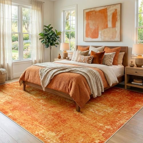 RELEANY Washable 8'x10' Abstract Area Rug for Living Room Orange - Image 4