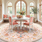 RELEANY Washable Area Rug, Round 10ft, Pink/Light Pink/Colorful - Image 3
