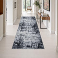 3x8 Washable Runner Rug：Modern Abstract Soft Carpet Dark Black by FXRHLP