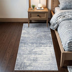 2x6 Non-Slip Entryway Area Rugs: Washable Stain Resistant Kitchen Carpet Low Pile Printed Doormat Soft Nursery Runner Vintage Abstract Floor Mat for Hardwood Bedroom Home Decor for Family(2x6,Blue) - Image 2