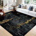 RELEANY Washable Square 9'x9' Area Rug for Living Room Black Gold by RELEANY