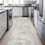 3x14 Washable Runner Rug：Modern Abstract Kitchen Soft Carpet Gray - Image 5