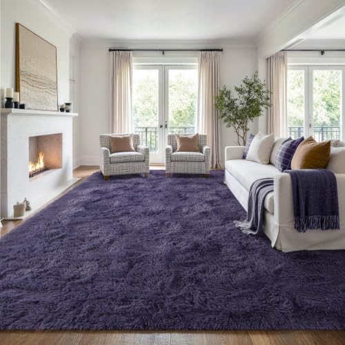 8x10 Extra Large Taro Purple Fluffy Area Rug Non-Slip for Living Room - Image 3