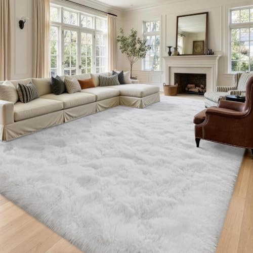 9x12 Extra Large White Fluffy Area Rug Non-Slip for Living Room Bedroom - Image 2