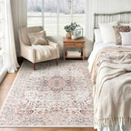 Lofus 3x5 Pink Area Rugs for Bedroom Living Room, Vintage Boho Carpet by Lofus