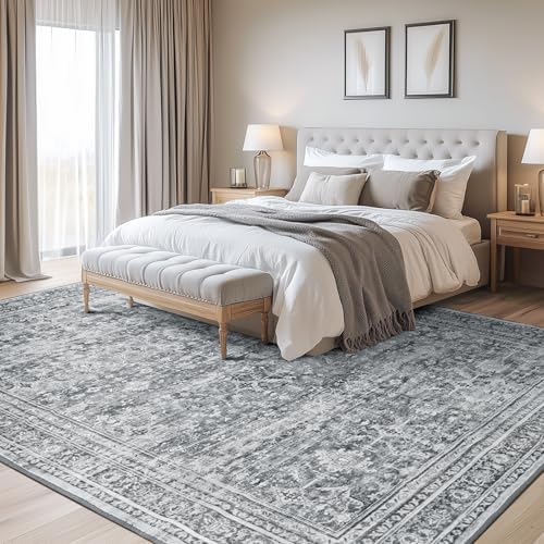 5x7 Area Rug for Living Room Bedroom, Non-Slip Washable Grey Carpet - Image 2