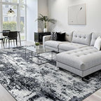 RELEANY Washable 7'x10' Abstract Area Rug for Living Room Black White by RELEANY