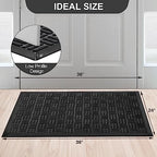 Mibao Front Door Mat Outdoor Entrance, 36" x 24" Heavy Duty Welcome Mat for Outdoor and Indoor, Waterproof Dirt Trapper Doormat, Super Absorbent Indoor Entryway Mat for Patio & Porch - Black - Image 2