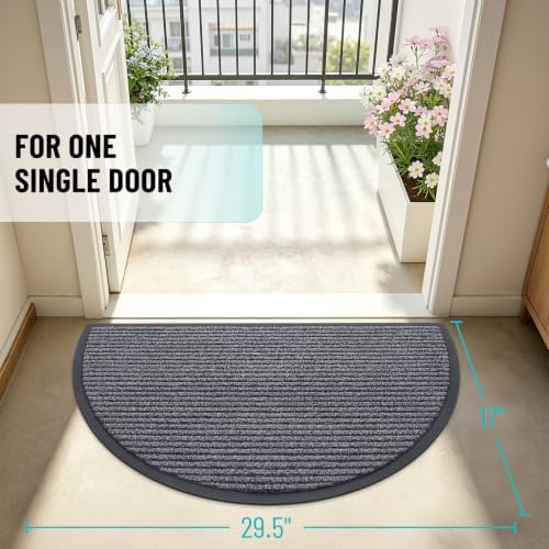 OLANLY Half Circle Front Door Mat 29.5x17, Waterproof Heavy-Duty Doormat - Image 2