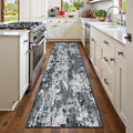 RELEANY Washable Runner 2'x10' Abstract Area Rug for Hallway Black White by RELEANY