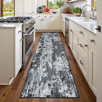 RELEANY Washable Runner 2'x10' Abstract Area Rug for Hallway Black White by RELEANY