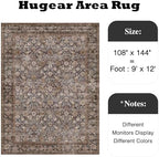 HUGEAR 9x12 Brown Blue Vintage Floral Washable Area Rug for Living Room - Image 2