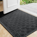 Mibao Front Door Mat Outside Entrance, 47" x 32", Heavy Duty Welcome Mat, Stain and Fade Resistant, Dirt Trapper Doormat, Super Absorbent Indoor Outdoor Entryway Mat with Non-Slip Backing, Black by Mibao