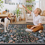 PLHXFR 2x5 Washable Runner Rug：Floral Indoor Kitchen Carpet Dark Black - Image 7