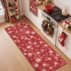 2x6 Christmas Runner Rug for Hallway,Washable Kitchen Rugs,Red - Image 3