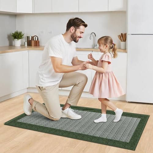 StepRite Kitchen Rugs, Kitchen Mat for Floor, 47"x20" Non-Slip Machine-Washable Commercial Floor Mat, Absorbent Heavy-Duty Rug for Office & Home, Sink Standing Mat, Entryway Carpet, Door Mat, Green - Image 7