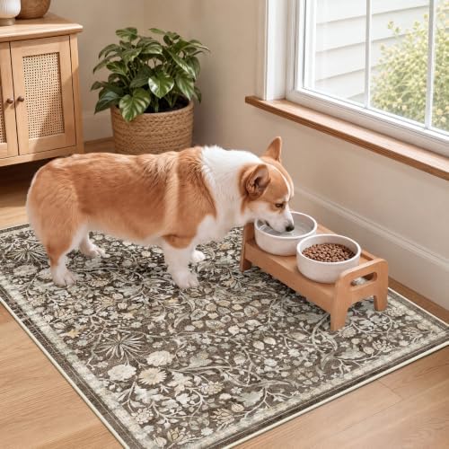 SameBed Washable 2x3 Entryway Area Rug, Vintage Kitchen Rug Dark Brown - Image 4